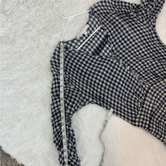 Veronica Beard Campbell Navy and White Gingham Ruched Dress Size 8 - Picture 4 of 13